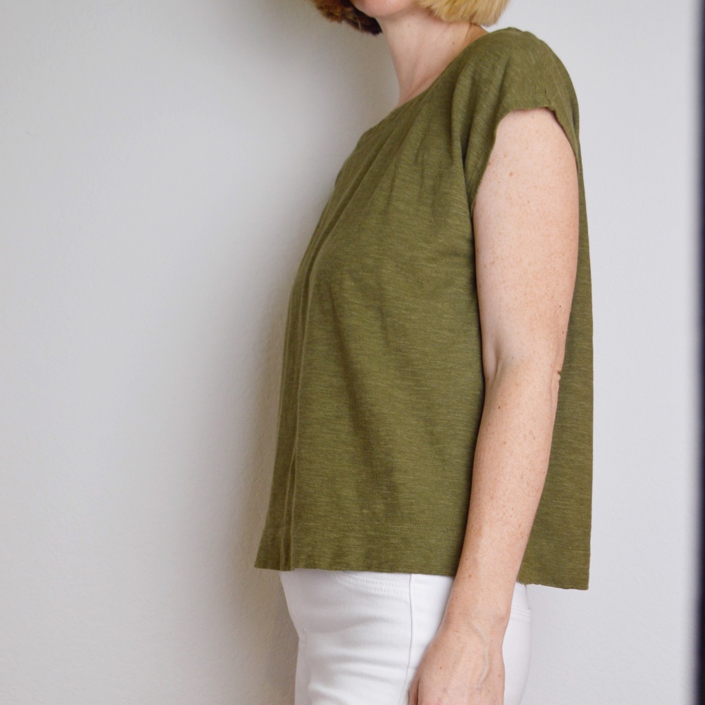 Eileen Fisher Army Green Knit Blouse -Xs